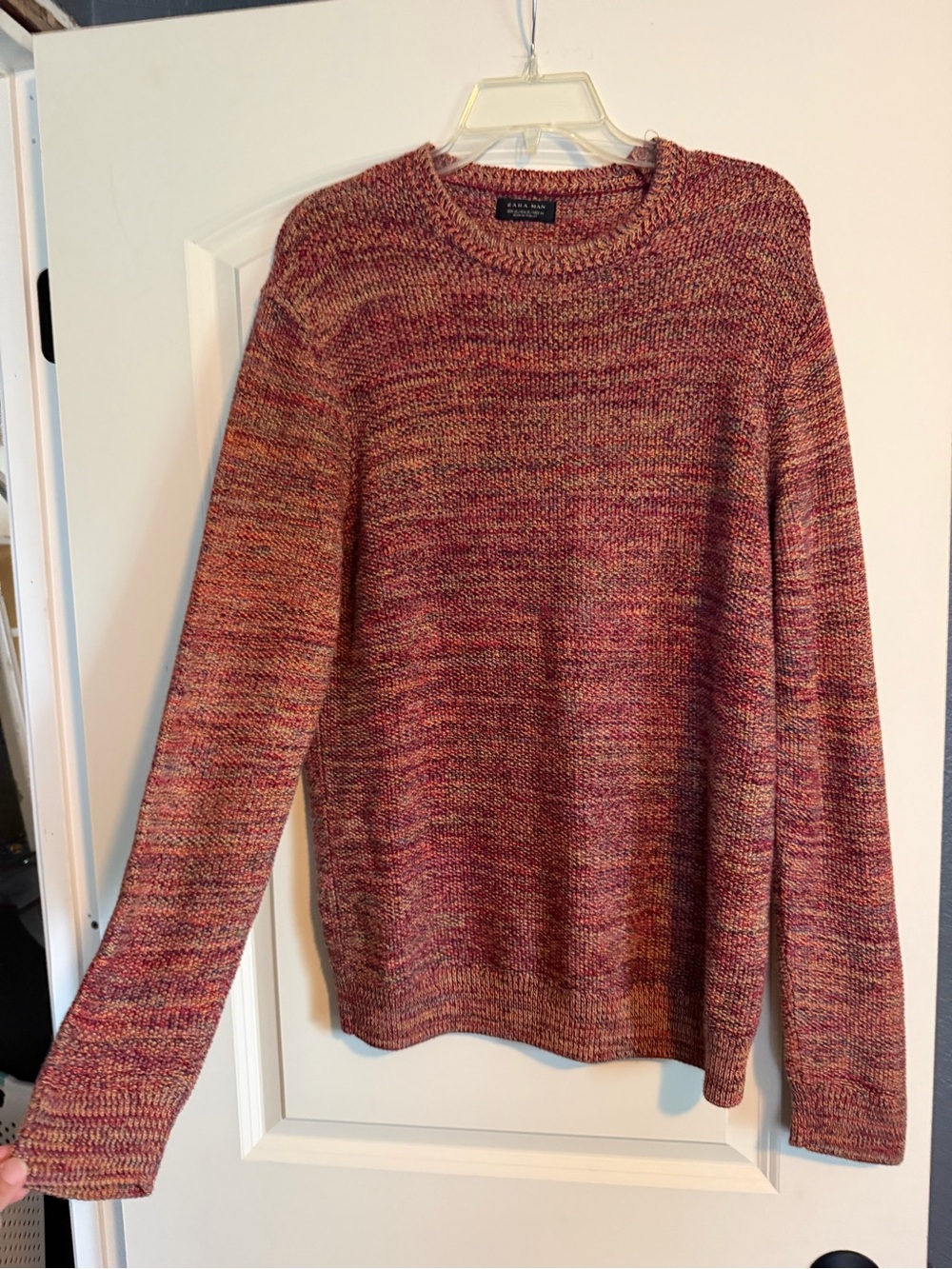 Cozy Marbled Red Crewneck Sweater - Zara Man